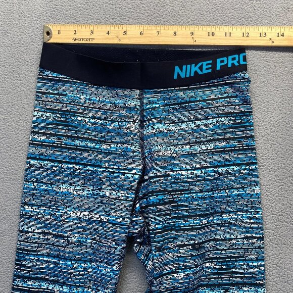 Nike pro Womens leggings printed black blue skinny athletic size small - Picture 4 of 10